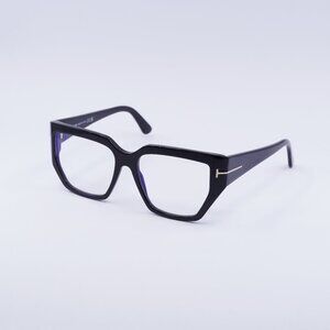 Tom Ford FT5951-B 001 Eyeglasses Black 54mm Square Frame, Blue Light Block